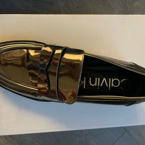 Calvin Klein Men's Shiny Gold Loafers